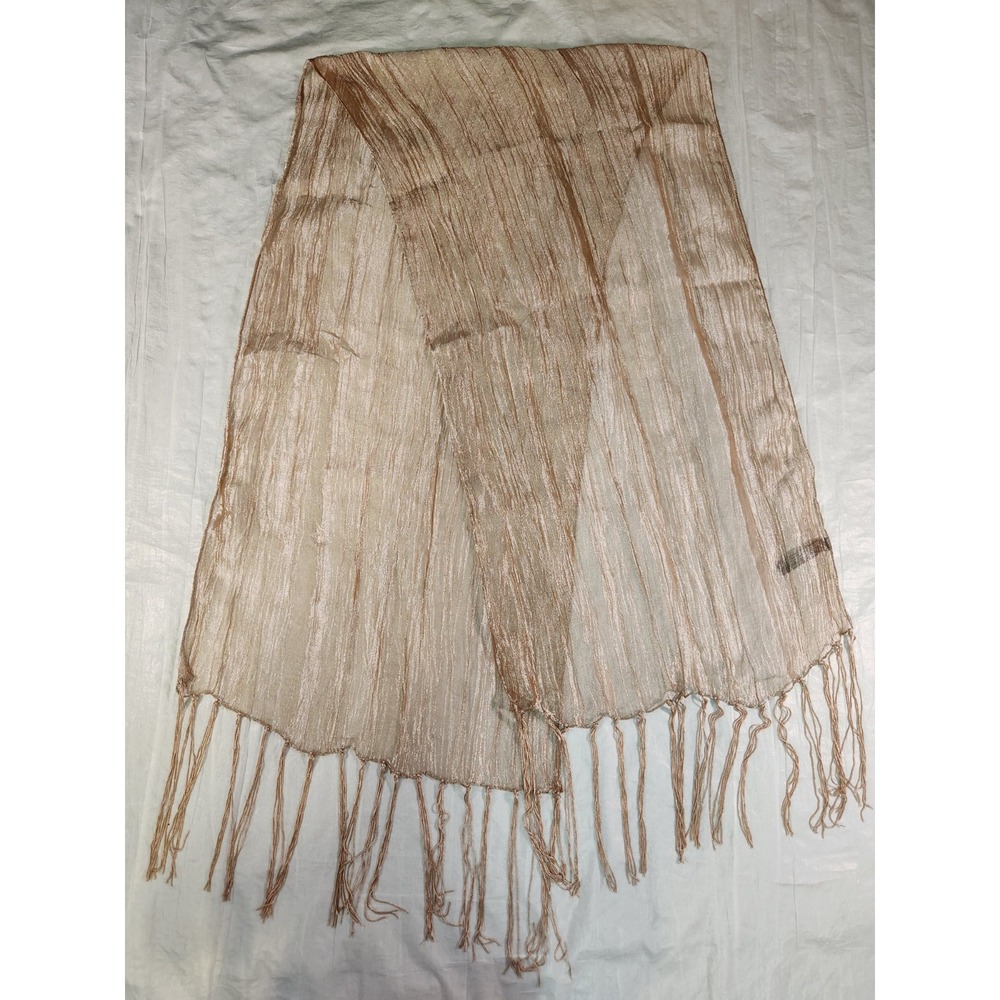 Jones New York Women's Oblong Scarf Metallic Champaign Fringe 20x76